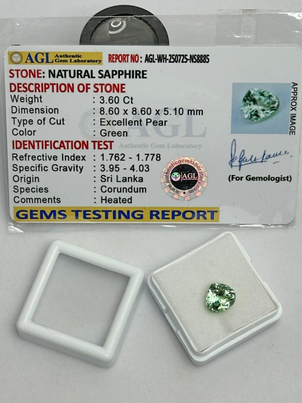 Certified Green Pear Sapphire